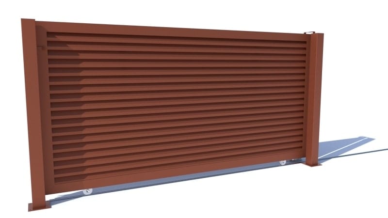 ALUX hliníkové ploty - kolejnicová vjezdová brána barva VI